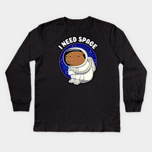 I need space Capybara Astronaut Costume Kids Long Sleeve T-Shirt